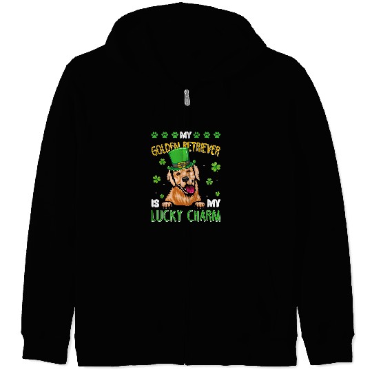 Golden Retriever Pet Clover My Golden Retriever Is My Lucky Charm St Patricks Day Zip Hoodies