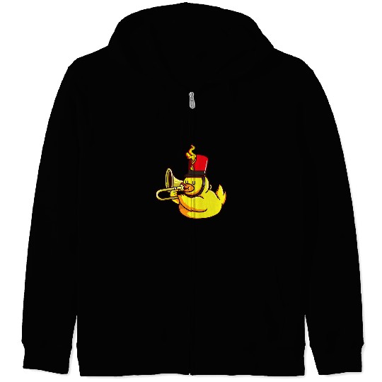 Funny Trumpet Player Duck For Marching Band Kids Zip Hoodies