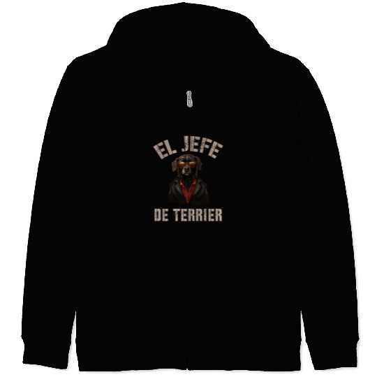 K9 Pet Funny Salesman Dog Father Future CEO EL JEFE DE TERRIER Zip Hoodies