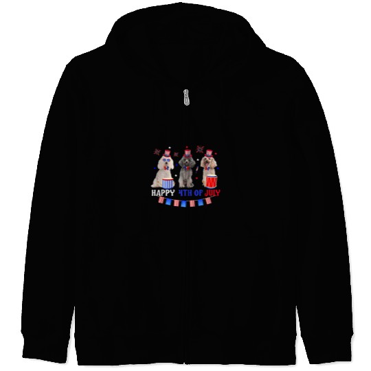 Poodle Pet Three Poodle Happy 4th Of July American Flag Men Women 319 Zip Hoodies