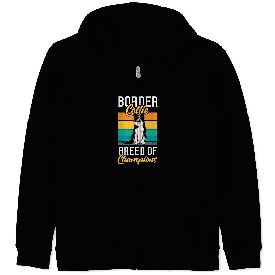 Border Collie Pet Vintage Border Collie Breed Of Champions Dog Lover Gift Zip Hoodies