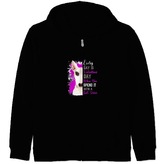 Bull Terrier Pet Funny Valentines Day Bull Terrier Mom Mother Cute Pink Bully Zip Hoodies