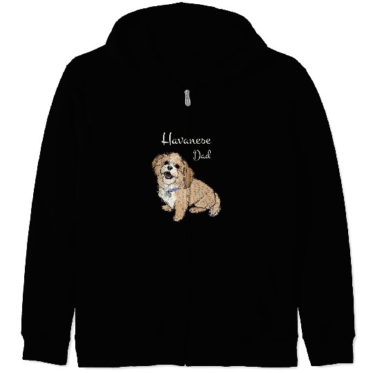 Havanese Pet Cute Tan White Havanese Dad Dog Lovers Zip Hoodies