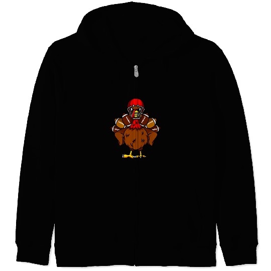 Sport American Football Thanksgiving Turkey Football Player Boys Girls Kids Zip Hoodies