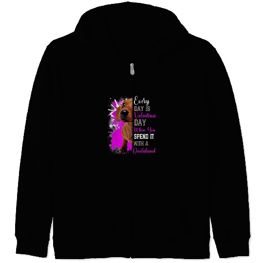Dachshund Pet Funny Valentines Day Dachshund Mom Mother Tan Weiner Zip Hoodies
