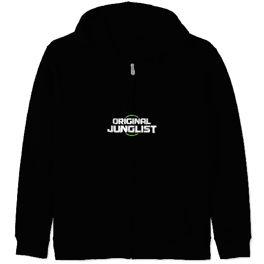 Funny Drummer Original Junglist Drum and Bass DnB 90s Jungle Music Zip Hoodies