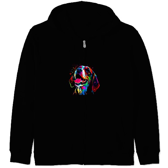 Beagle Pet Pop Art Beagle Designer Zip Hoodies
