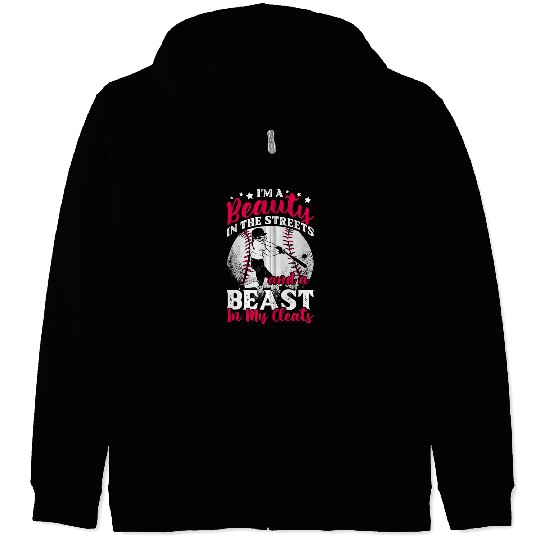 Sport Softball Beauty Beast in My Cleats Softball Player 2 Zip Hoodies