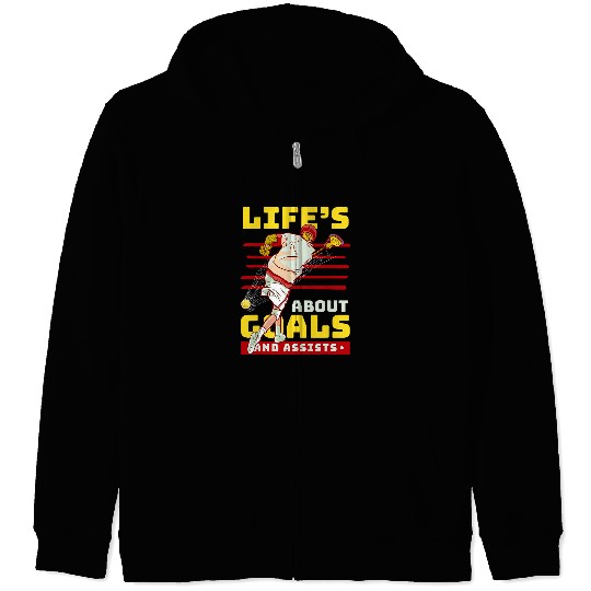 Sport Lacrosse Lifes About Goals And Assists Athletic Lacrosse Zip Hoodies
