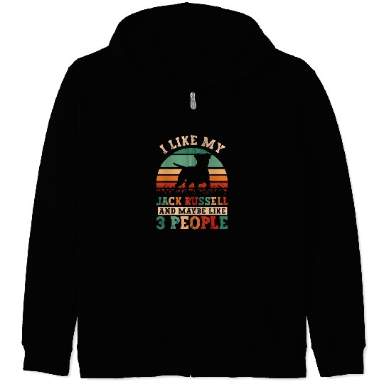 Jack Russell Pet Retro vintages I Like My Jack Russell 3 Zip Hoodies
