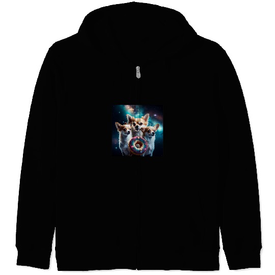 Chihuahua Pet In Space Donuts Chihuahuas Boys Girls Women Men 33 Zip Hoodies