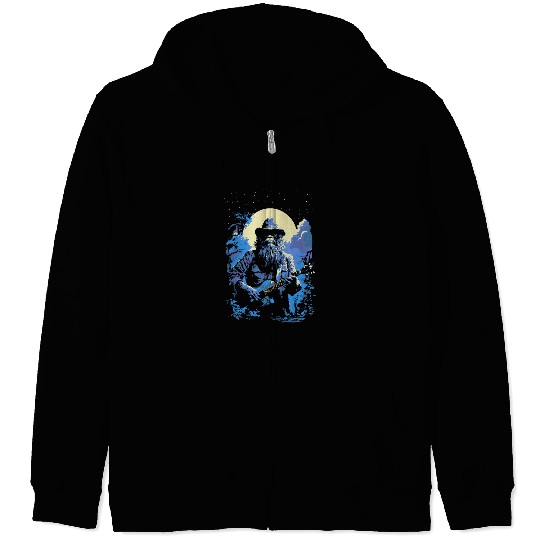 Funny Guitar Night Jam Sasquatch Guitar bigfoots Country Music Zip Hoodies