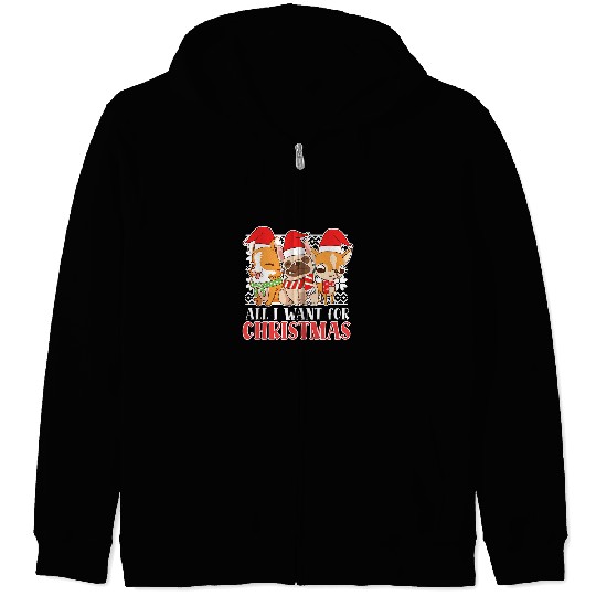 Chihuahua Pet I Want For Christmas Corgi Bulldog Zip Hoodies