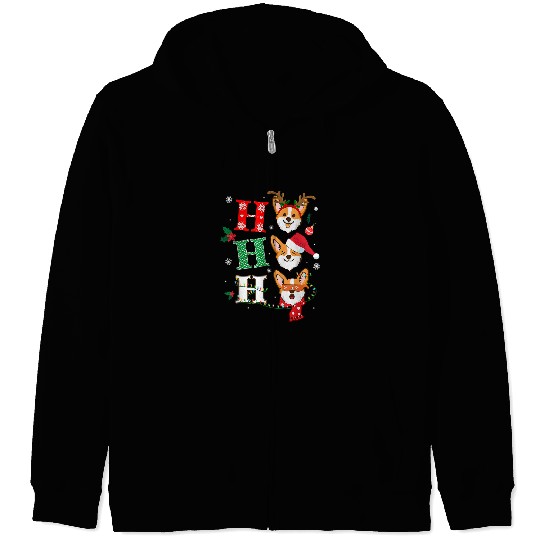 Corgi Pet Dog Ho Ho Ho Pembroke Welsh Corgi xmass Outfit Christmas Costume 291 Zip Hoodies