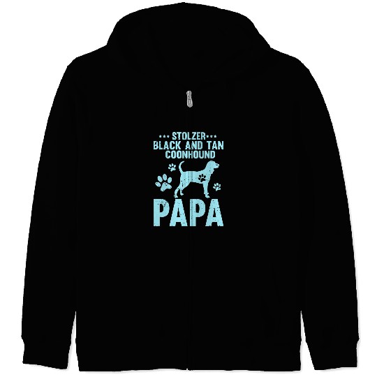Coonhound Pet Mens Stolzer Black and Tan Coonhound Papa Proud Dog Dad Daddy Zip Hoodies