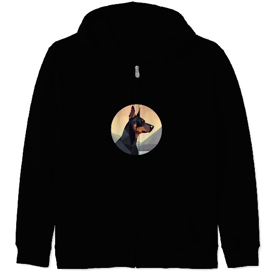 Doberman Pet Minimal Love Dogs 2 Zip Hoodies