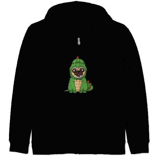Pug Pet Dinosaur Dino Poggy The TRex Pug T rexs Saurus Zip Hoodies