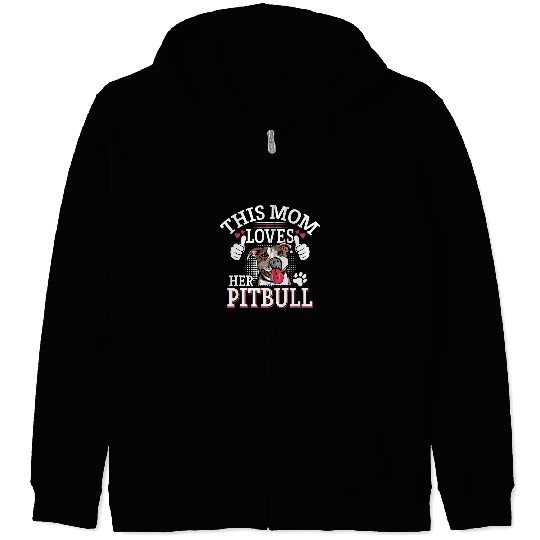 Pitbull Pet This Mom Loves Her Pitbull Pitbulls Lover Women Girls 267 Zip Hoodies