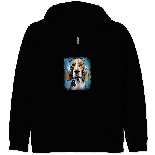 Coonhound Pet Rave EDM Treeing Walker Coonhound Dog Headphone 2 Zip Hoodies