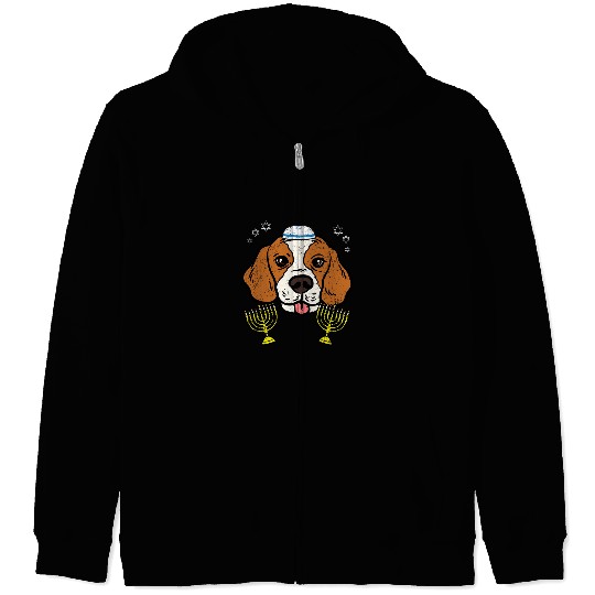 Pug Pet Dog Hanukkah Menorah Chanukah Pug Jewish Star Of David Zip Hoodies