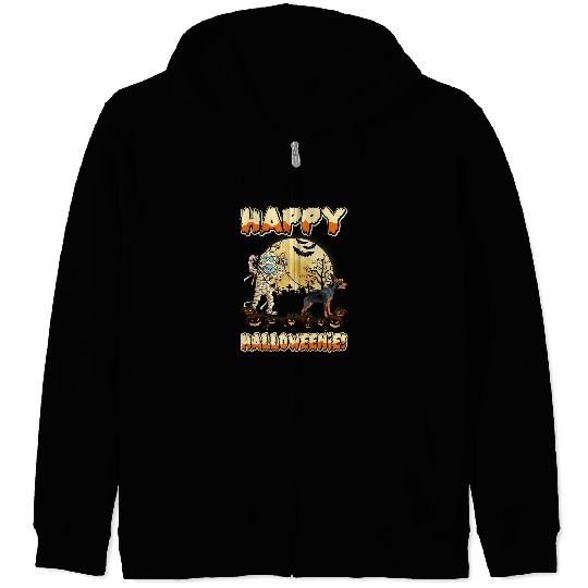Miniature Pinscher Pet Happy Halloweenie Miniature Pinscher Wiener Dog Halloween Zip Hoodies