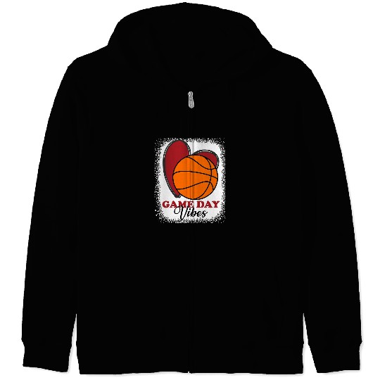 Funny Basketball Coachs Bleached basketball Game Day Vibes basketball Mom Game Day 73 Zip Hoodies