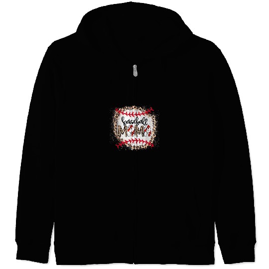 Sport Baseball Bleached Softball Baseball Mama Leopard Tee Mothers Day Zip Hoodies