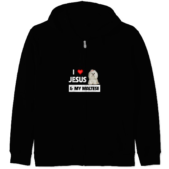 Maltese Pet I Love Jesus and My Maltese Dog Mom Dad Maltipoo Pet Parent Zip Hoodies
