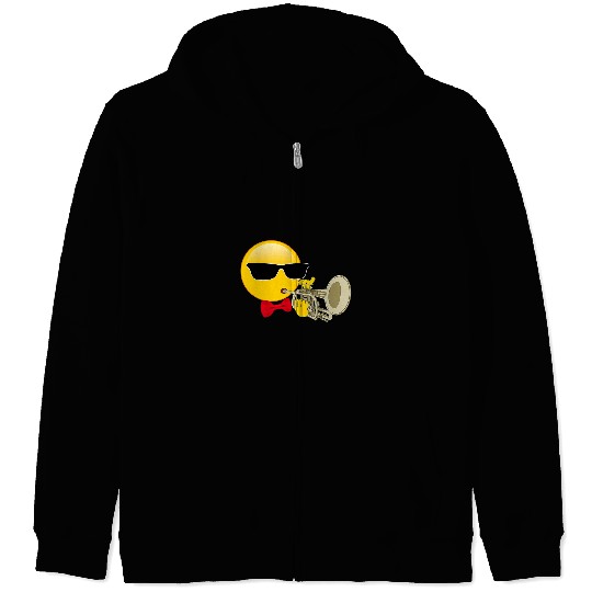 Funny Trumpet Player Emoticon Band Concert Zip Hoodies