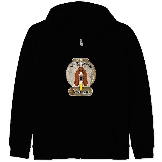 Basset Hound Pet Beer Happiness Is An Old Man With A Beer Zip Hoodies