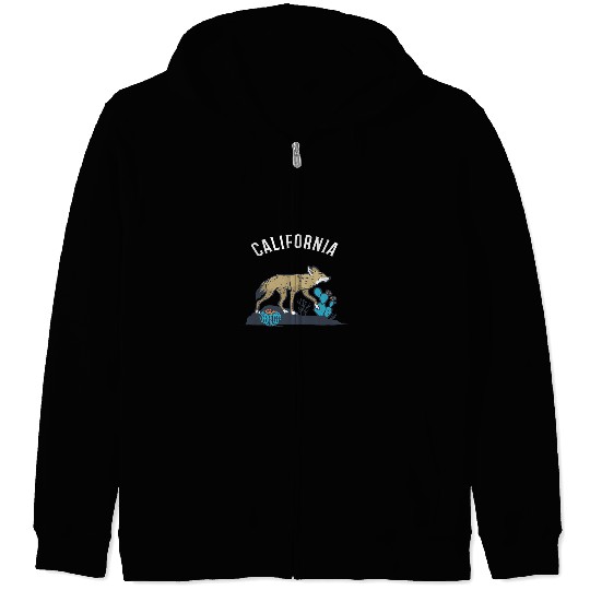 Coyote Mammal Minimal Coyote Desert Cactus Wanderlust Zip Hoodies