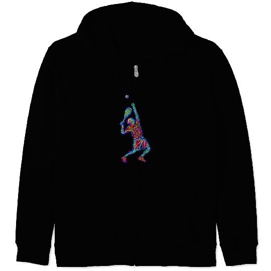 Sport Tennis Mens Drawing Tennis Player Serve Sports 1 Zip Hoodies