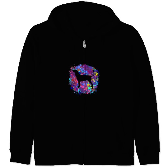 Coonhound Pet Lover Pet Pink Watercolor Splatter Art Love Zip Hoodies