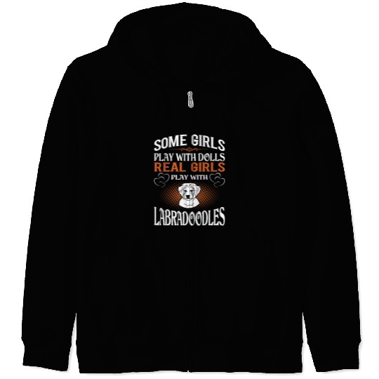 Labradoodle Pet Real Girls Play With Labradoodle Dog Pet Lovers Zip Hoodies