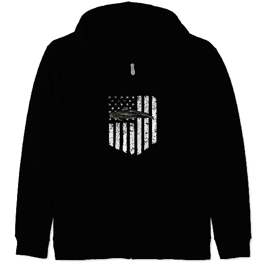 White American Flag Short Finned Pilot Whale 4th Of July Zip Hoodies