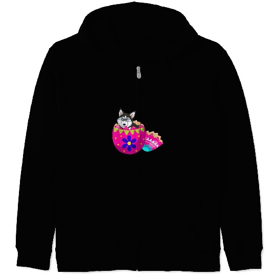 Husky Pet Baby Husky Hatching From Easter Egg Easter Day Funny Gifts Zip Hoodies