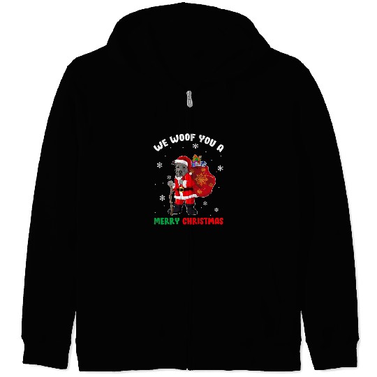 Pitbull Pet Santa Clause We Woof You a Merry Christmas Zip Hoodies