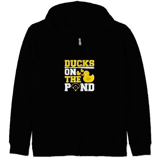 Sport Baseball Ducks on the Pond Quote for a Baseball lover Zip Hoodies