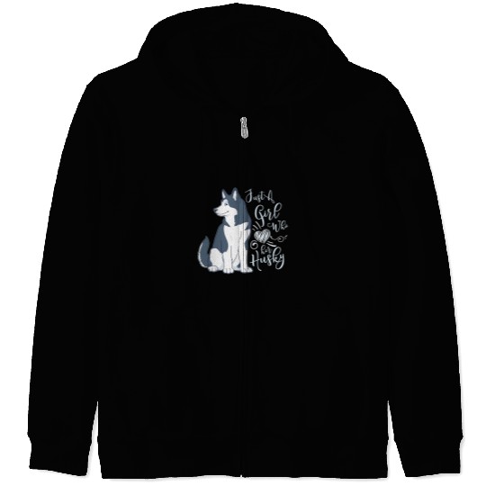 Husky Pet Cute Siberian Husky Gift Girl Who Loves A Husky Zip Hoodies