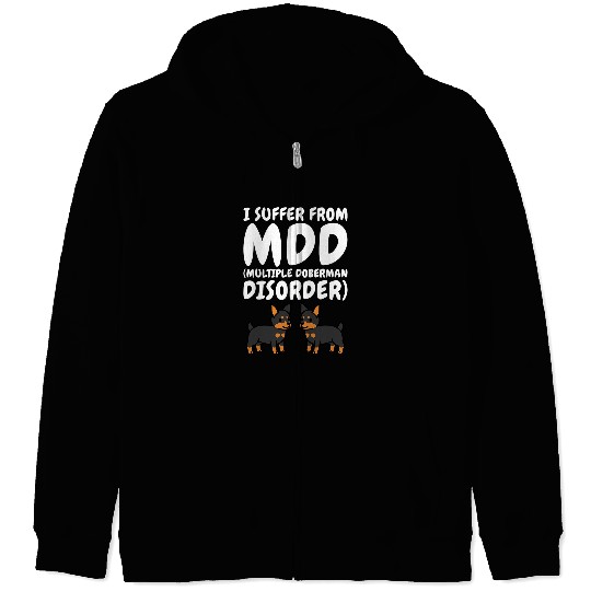 Doberman Pet Multiple Doberman Disorder Zip Hoodies