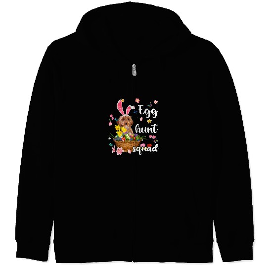 Cockapoo Pet Happy Easter Day Easter Colorful Egg Hunt Zip Hoodies