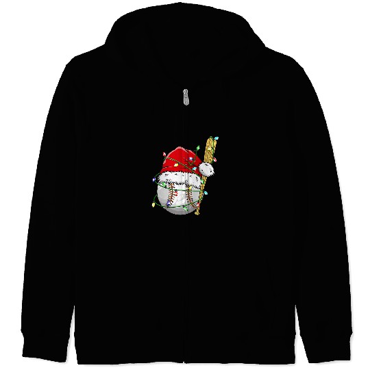 Sport Baseball Christmas Baseball Team Santa Sports xmass For Boys Kids Men Zip Hoodies