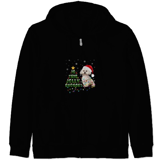 Bichon Pet Frise Is This Jolly Enough Santa Bichon Frise Light Christmas Zip Hoodies
