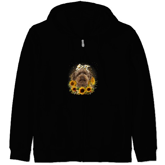 Labradoodle Pet Sunflower Australian Labradoodle Dog Mothers Day For Women Zip Hoodies