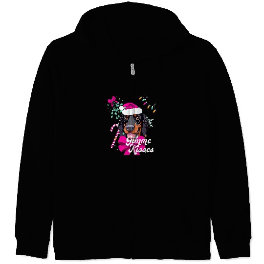 Gordon Setter Pet Christmas Gordon Setter Dog Kisses Mistletoe Puppy Pet Zip Hoodies