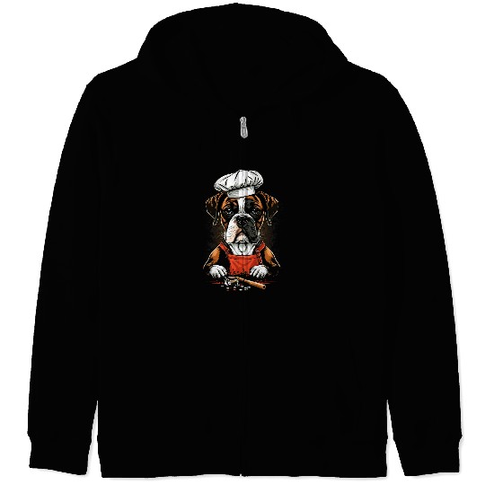 Boxer Pet Cooking Boxer Dog Restaurant cook on Boxer Dog chef Zip Hoodies