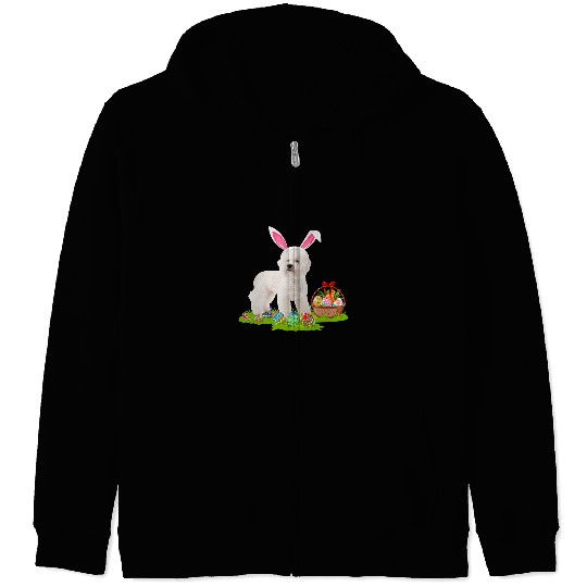Bichon Pet Frise Funny Easter Egg Hunting Bunny Bichon Frise Dog Easter Zip Hoodies
