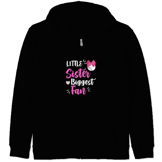 Sport Baseball Little Sister Biggest Fan Baseball Season For Girl Siblings Zip Hoodies