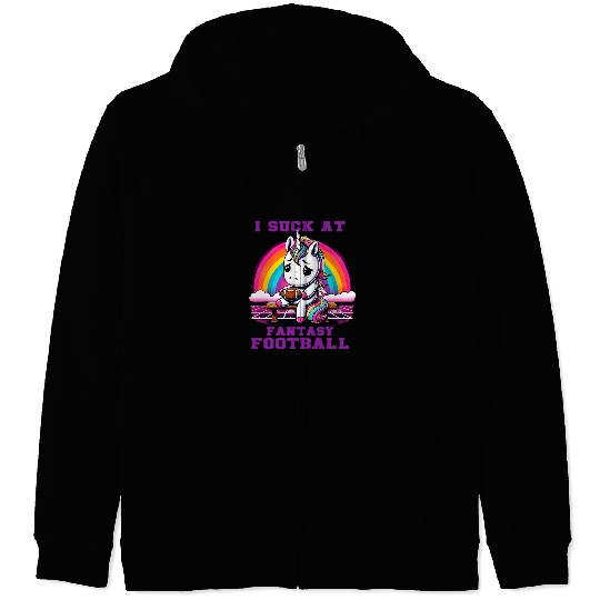 Sport American Football I Suck at Fantasy Football Unicorns Rainbow Loser Zip Hoodies