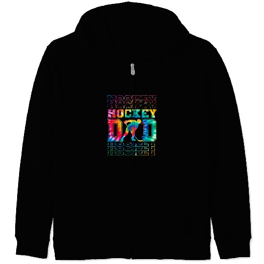Sport Hockey Dad Fathers Day Tie Dye Ice Hockey Player Sport Lover Zip Hoodies